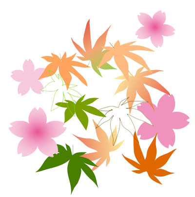 桜楓の着物の柄の画像